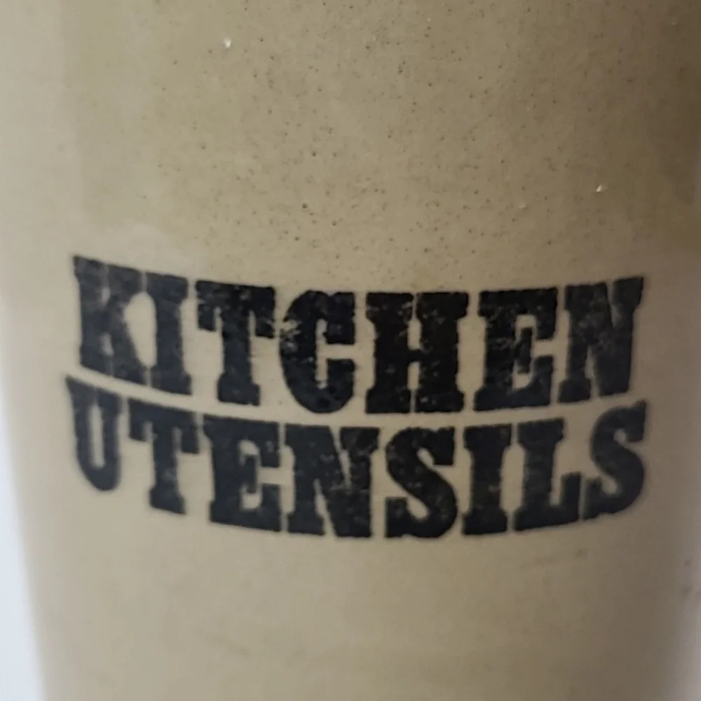 Vintage Pearsons Kitchen Utensils Crock Holder Beige Black