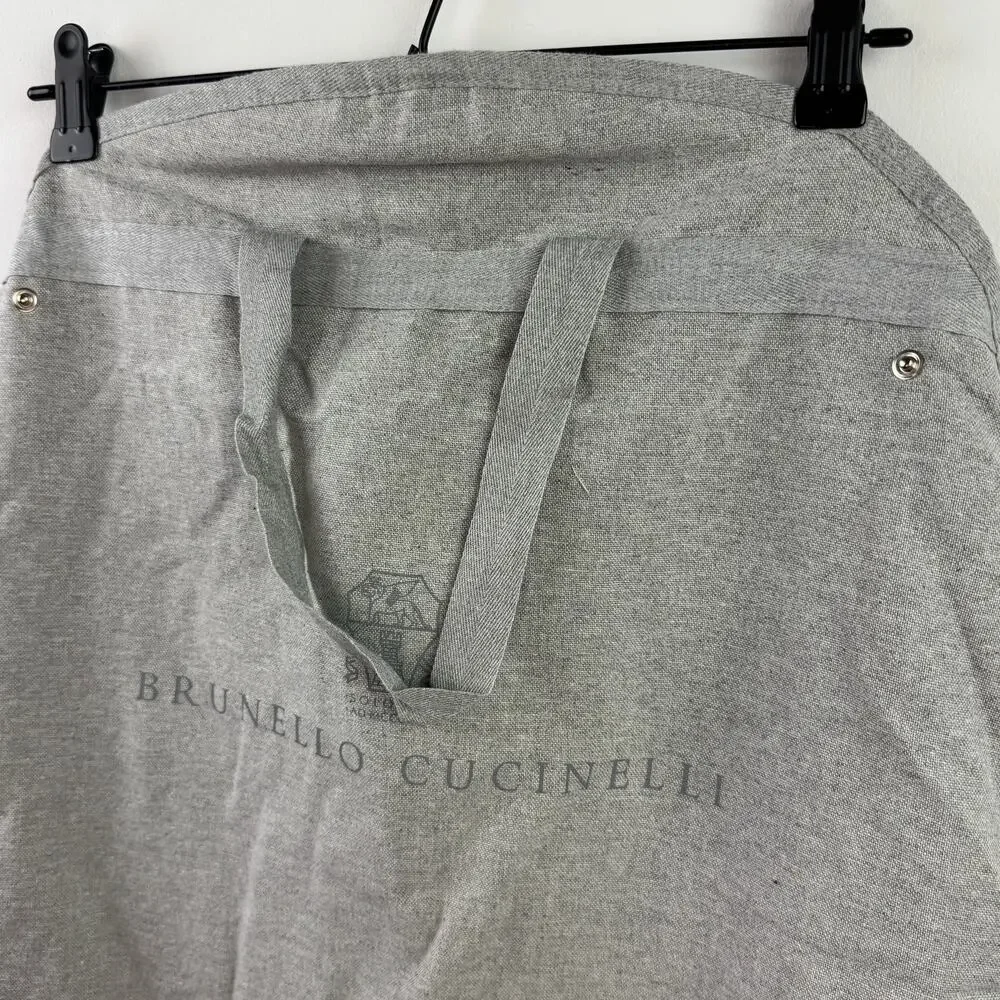 Brunello Cucinelli Heather Gray Travel Cover Garment Bag Cotton Zipper Sz 34x21