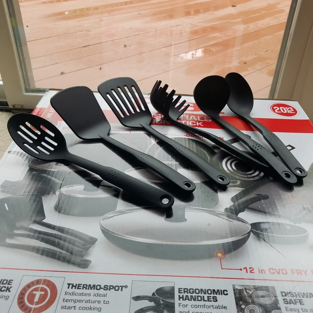 T-Fal 2-pc Plastic Kitchen Utensils Laddle & Pasta Fork SET NEW