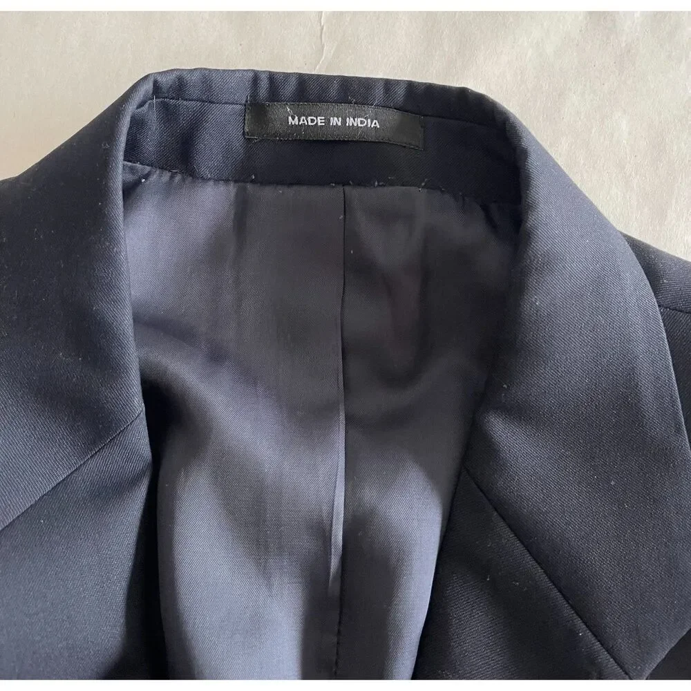 Ralph Lauren pure new wool sport coat blue gold buttons black label men's 46R