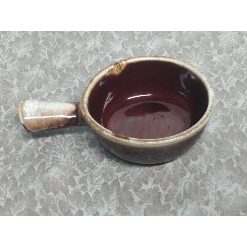 VTG McCoy Drip Glaze Soup/Chili Bowl w/Handle 7050 Brown Pottery EXCELLENT