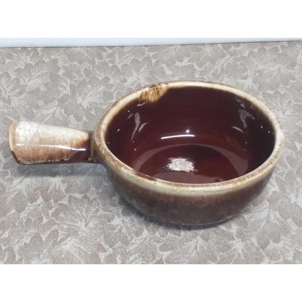 VTG McCoy Drip Glaze Soup/Chili Bowl w/Handle 7050 Brown Pottery EXCELLENT