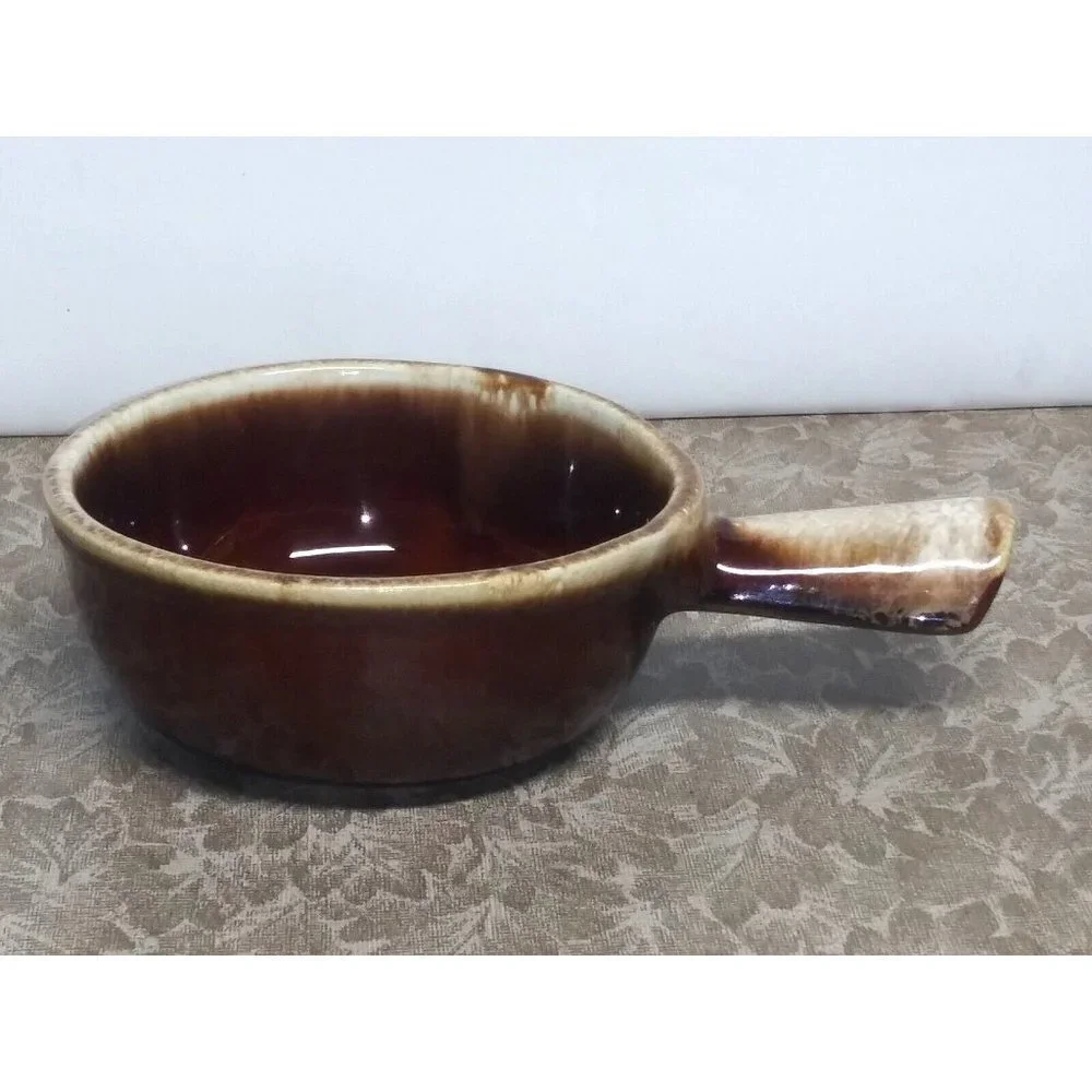 VTG McCoy Drip Glaze Soup/Chili Bowl w/Handle 7050 Brown Pottery EXCELLENT