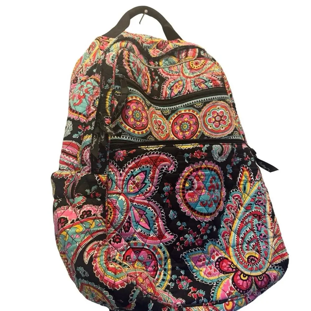 VERA BRADLEY Women's Large Campus Backpack French Paisley PINK School Work Artsy