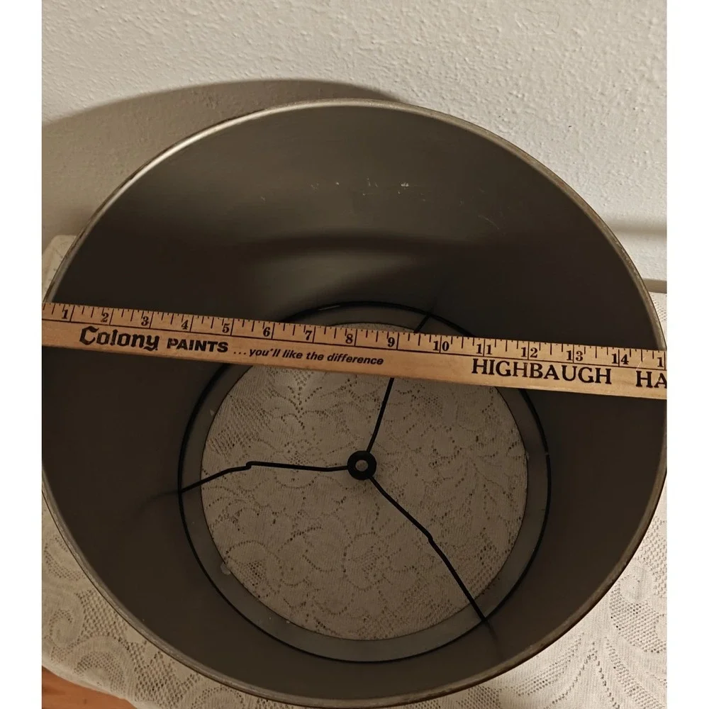 Vintage 1940s Metal Black And Gold Drum Lamp Shade Eastern Art Studios