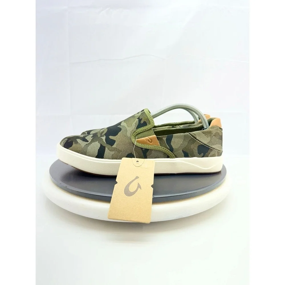 OLUKAI Lae'ahi Pa'i Mens Size 9 Slip On Camo Green‎ Boat Shoes 10444-6ZKE