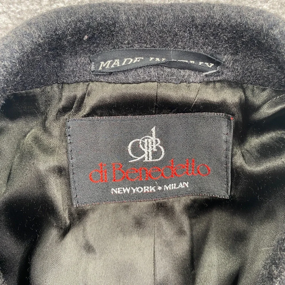 Di Benedetto Wool Cashmere Sigle Breasted Overcoat Men's Size L 44 Charcoal Gray