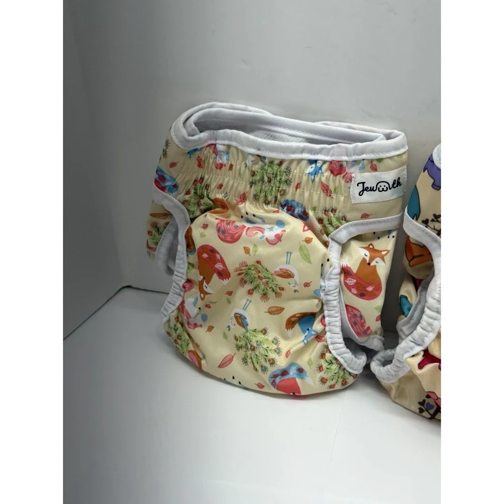 Jeuwith Dog Diapers Medium Washable Reusable Lot Of 3 Tail Hole Floral Adj