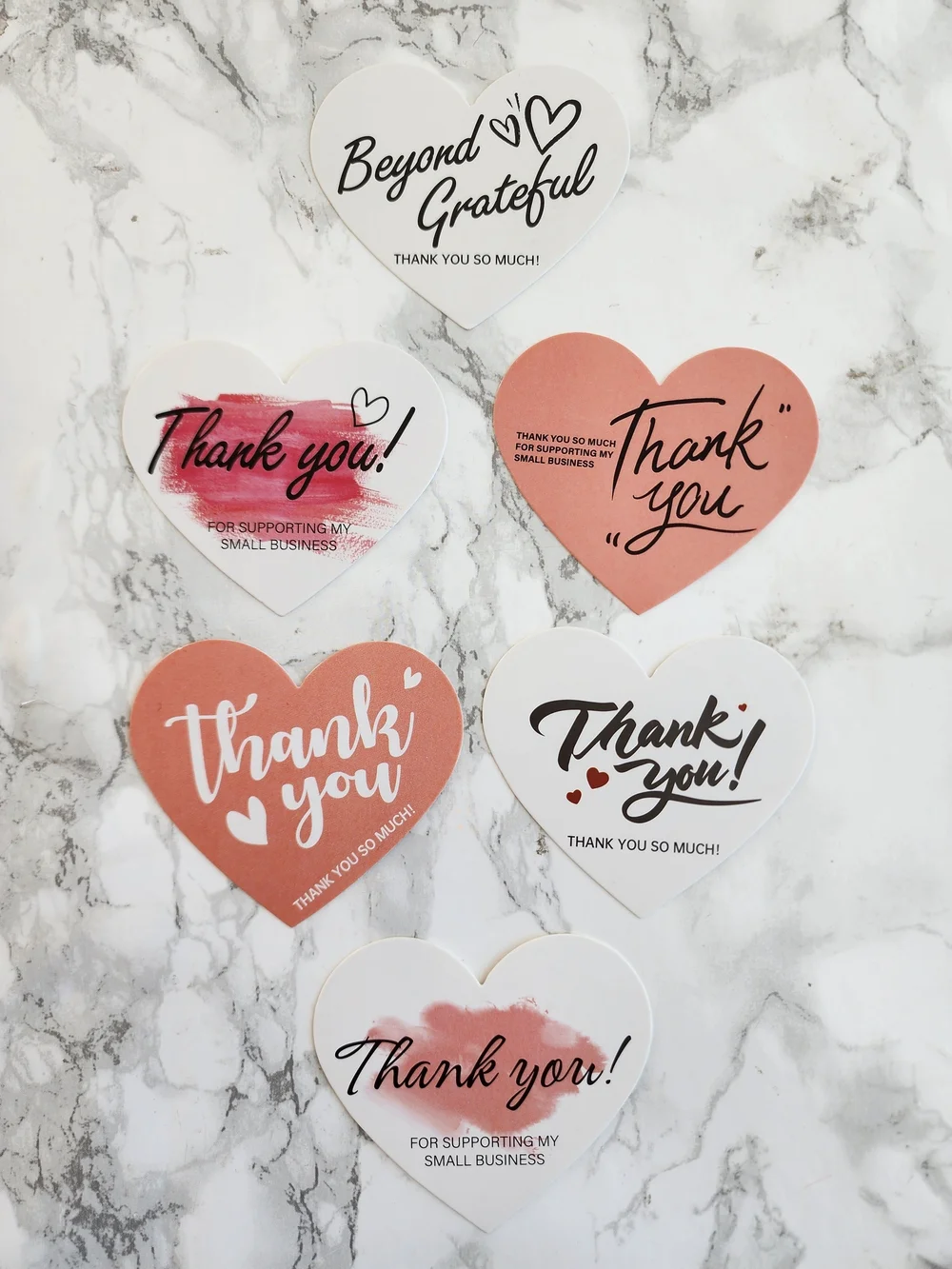 60 Assorted Heart-Shaped Thank You Cards