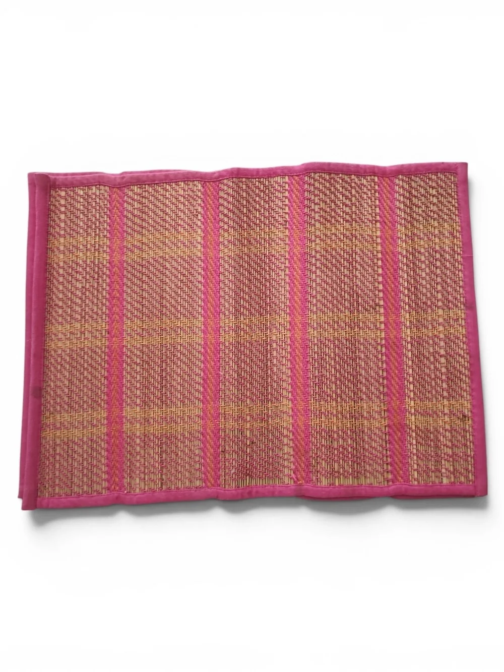 Crate&Barrel Hawaiin Stripe Pink Orange Woven Placemats Set Of 6