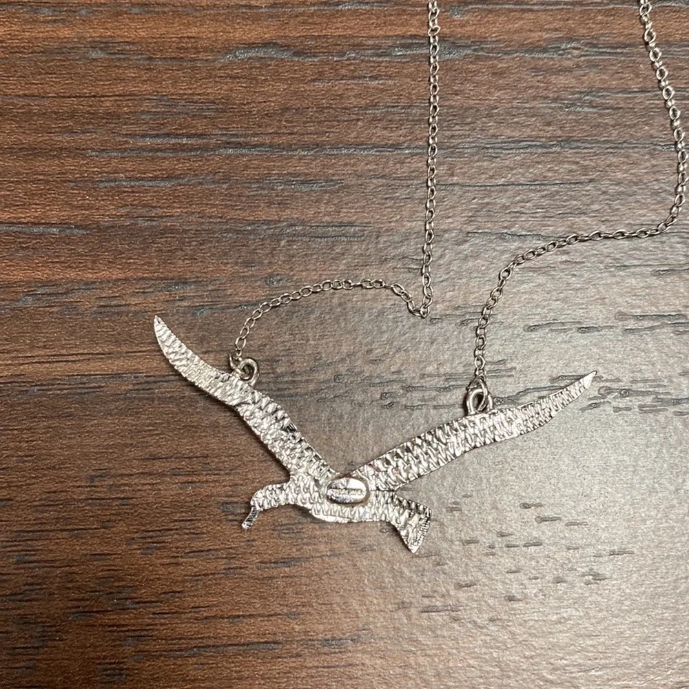 🖤 VTG Sterling Silver Seagull Bird Pendant Necklace