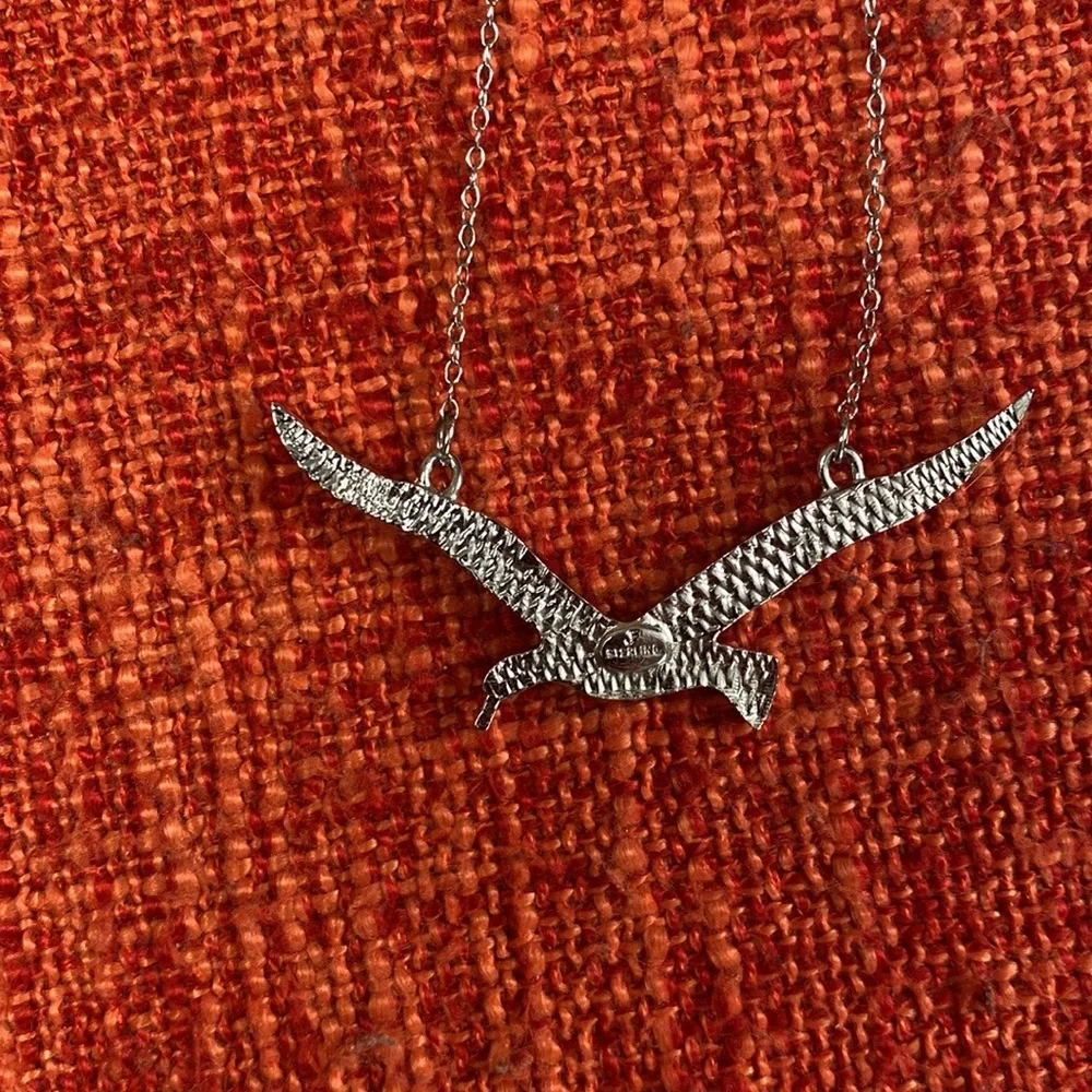 🖤 VTG Sterling Silver Seagull Bird Pendant Necklace