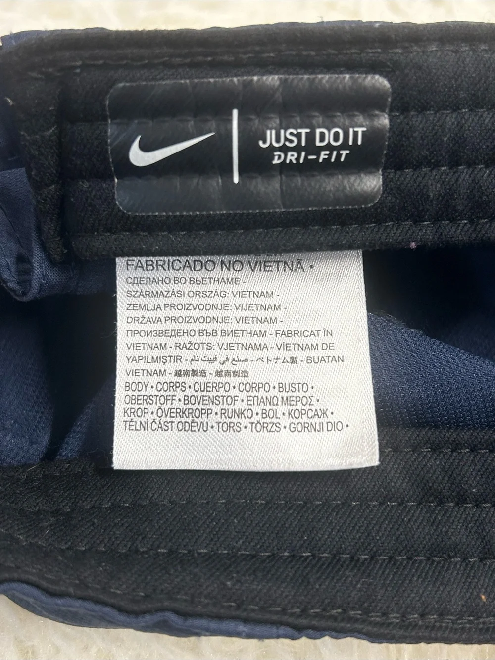 Nike Navy Blue and Black Dri-Fit Cap with White Swoosh