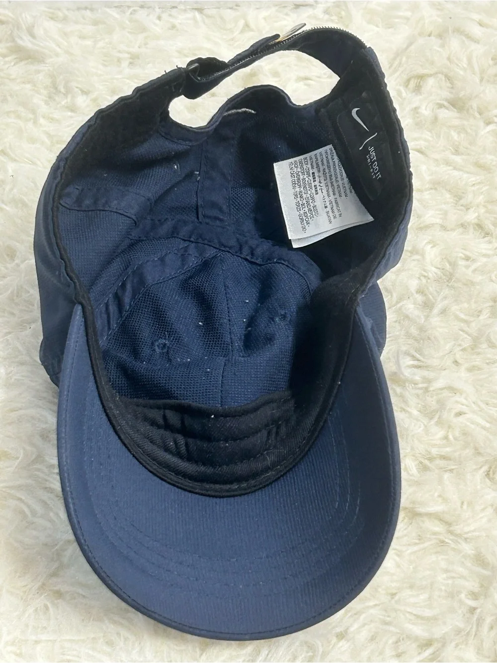Nike Navy Blue and Black Dri-Fit Cap with White Swoosh