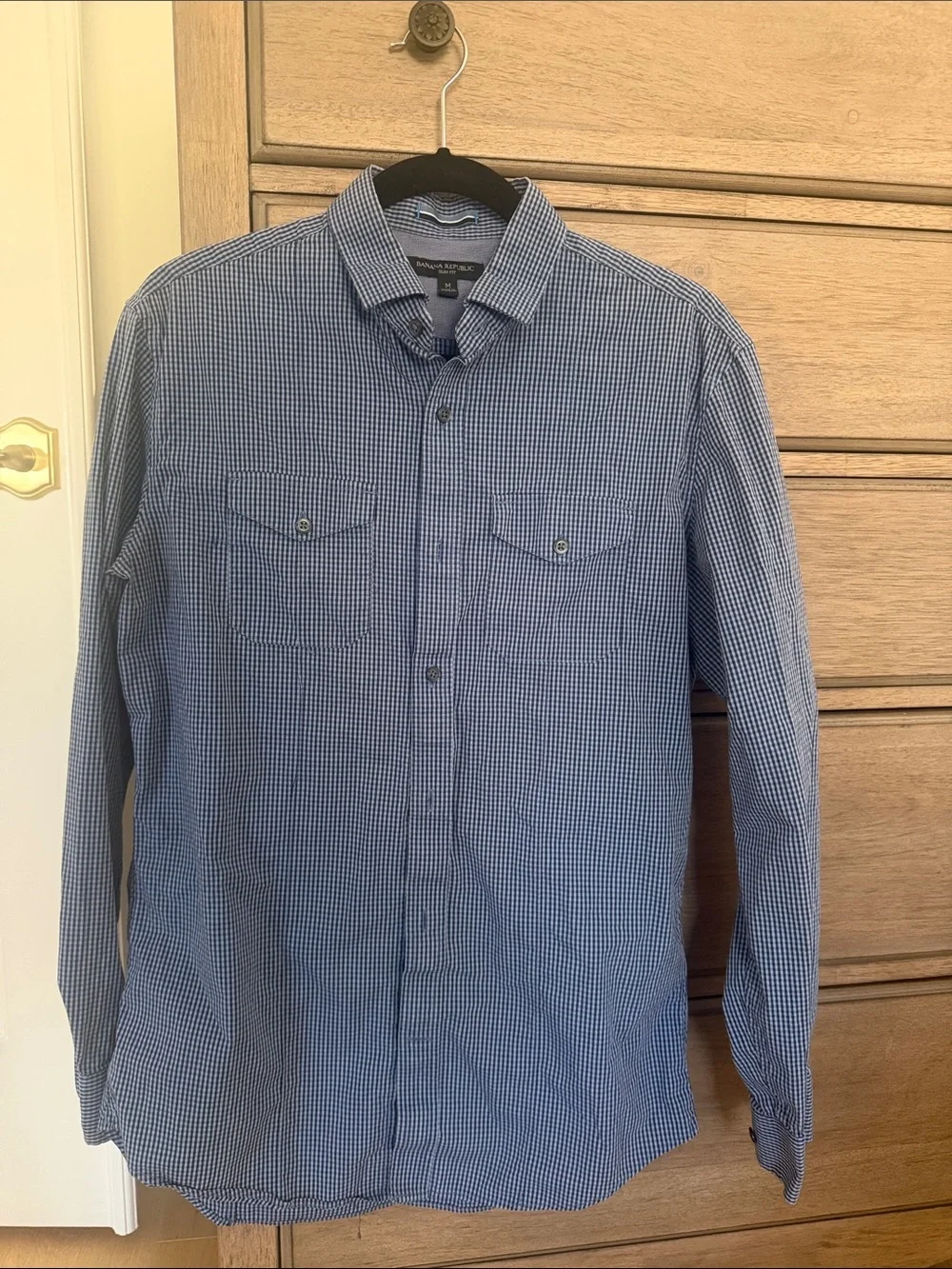 Banana Republic Blue Gingham Casual Button-Down Shirt