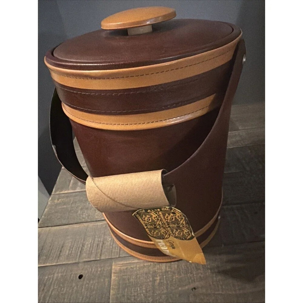 George Briard ︱Ice Bucket︱NEW︱MCM︱Vintage︱w/ Tags︱Brown Leather︱USA
