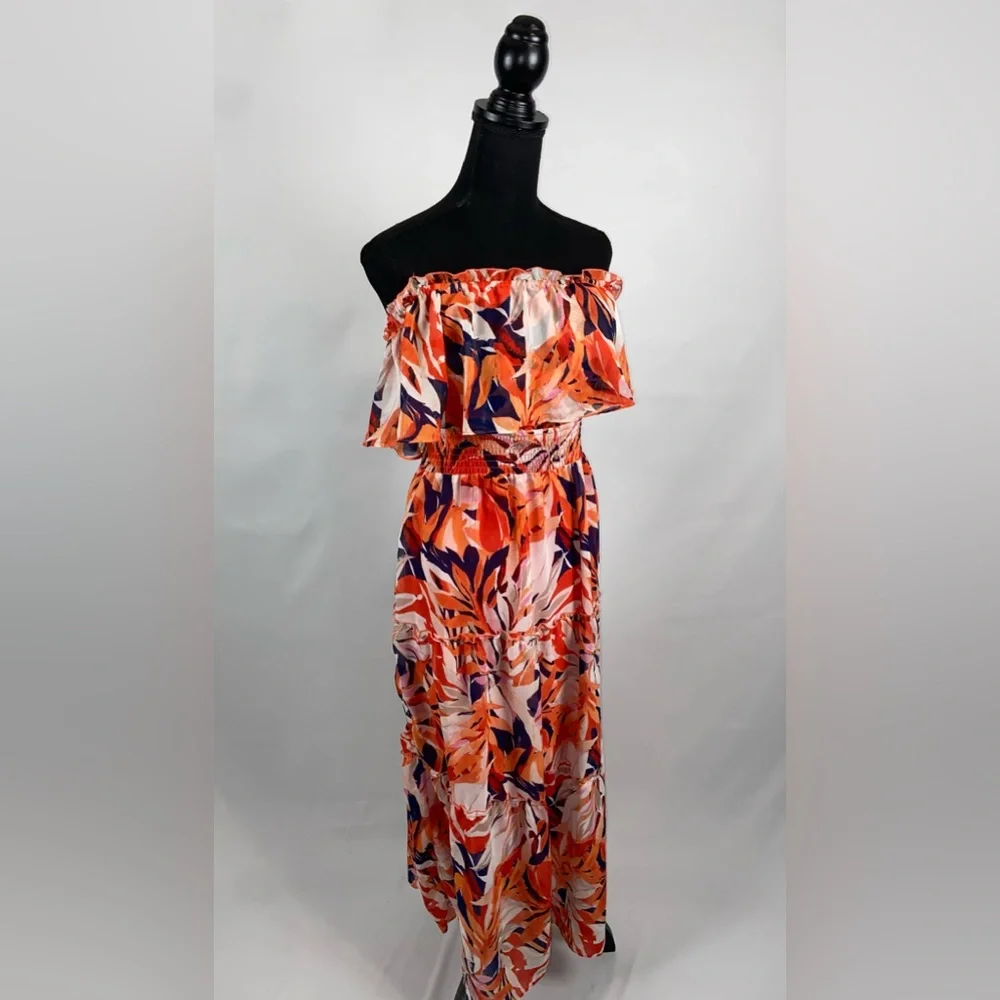 Maxi Dress Sundress Rabbit Rabbit Rabbit off shoulder 14 Petite Red Fuchsia NWT