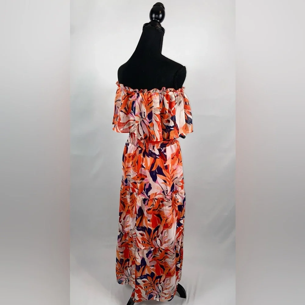 Maxi Dress Sundress Rabbit Rabbit Rabbit off shoulder 14 Petite Red Fuchsia NWT