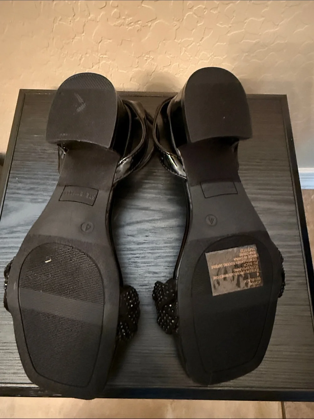Steve Madden Black Braided Bead Strap Heeled Sandals