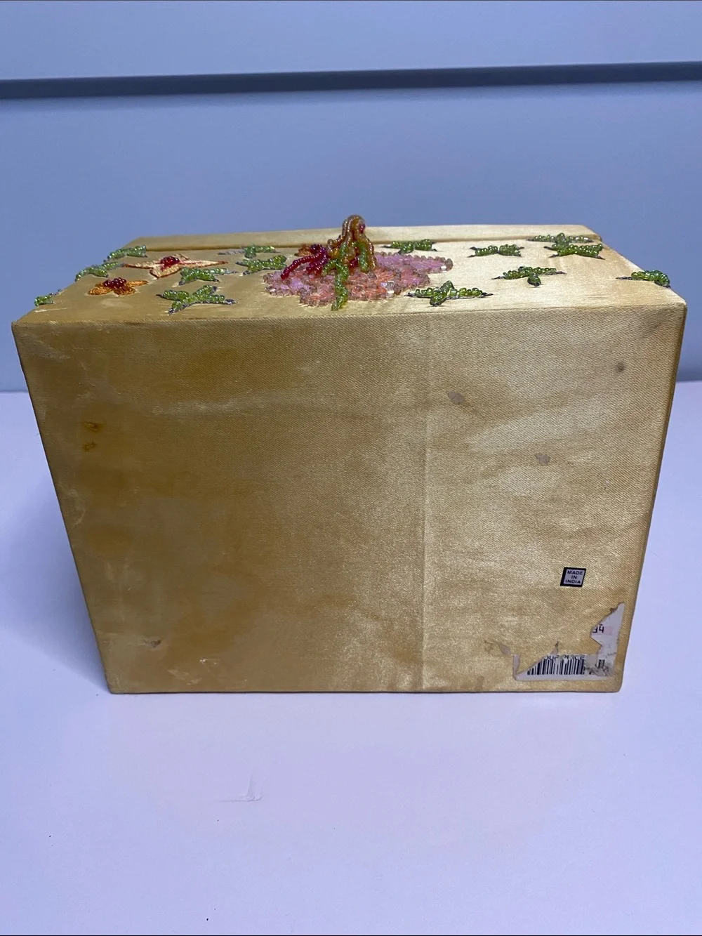 Embellished Beaded Gold Jewelry Box
