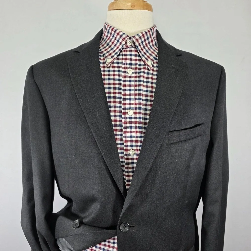 Pronto Uomo Men's Sport‎ Coat Blazer Two Button Charcoal Gray Wool Size 44L