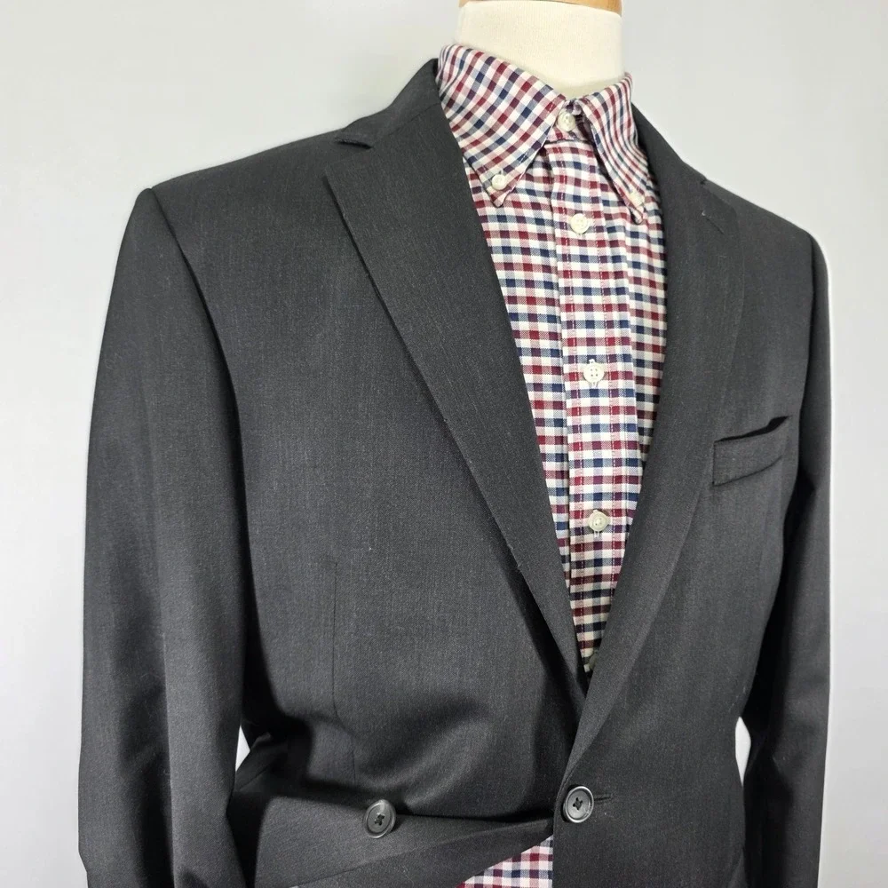 Pronto Uomo Men's Sport‎ Coat Blazer Two Button Charcoal Gray Wool Size 44L