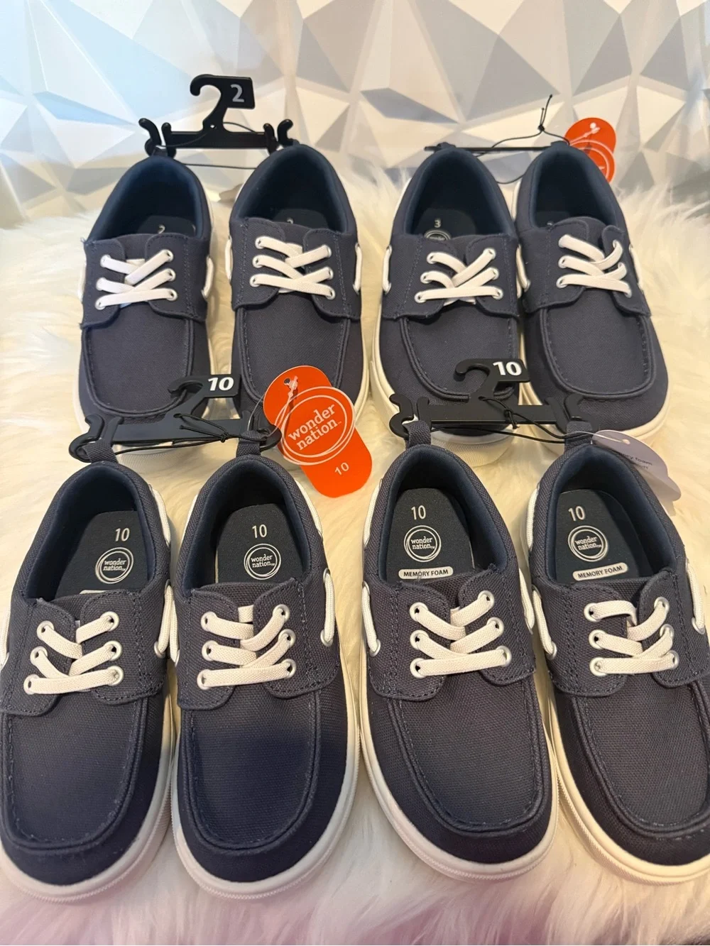Memory Foam Canvas Sneakers - Navy with White Laces