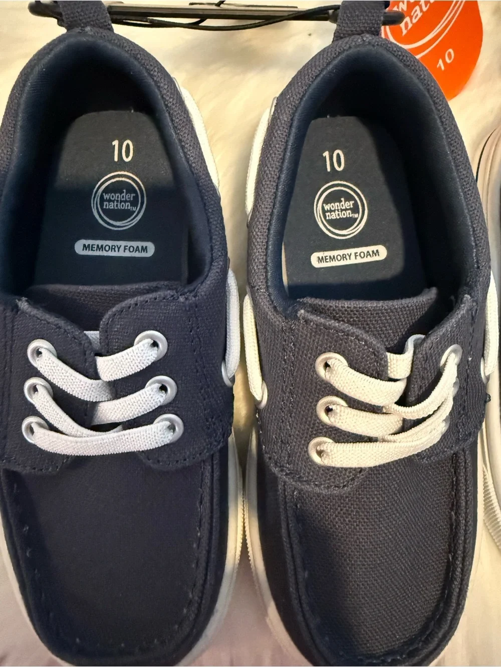 Memory Foam Canvas Sneakers - Navy with White Laces