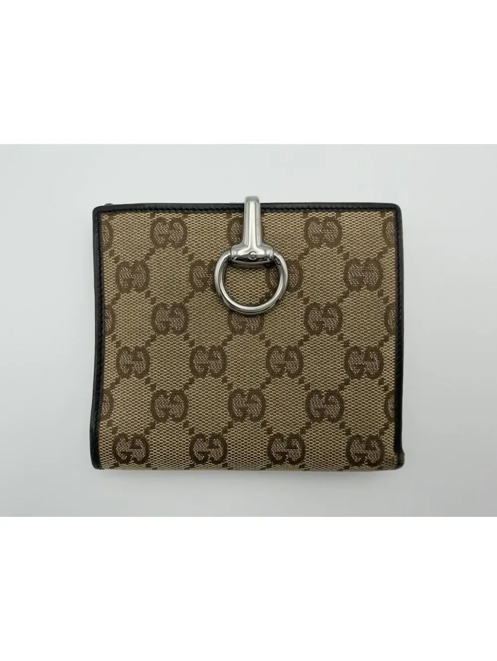 Authentic Gucci Brown Horsebit GG Supreme Bifold Wallet Canvas Leather + COA