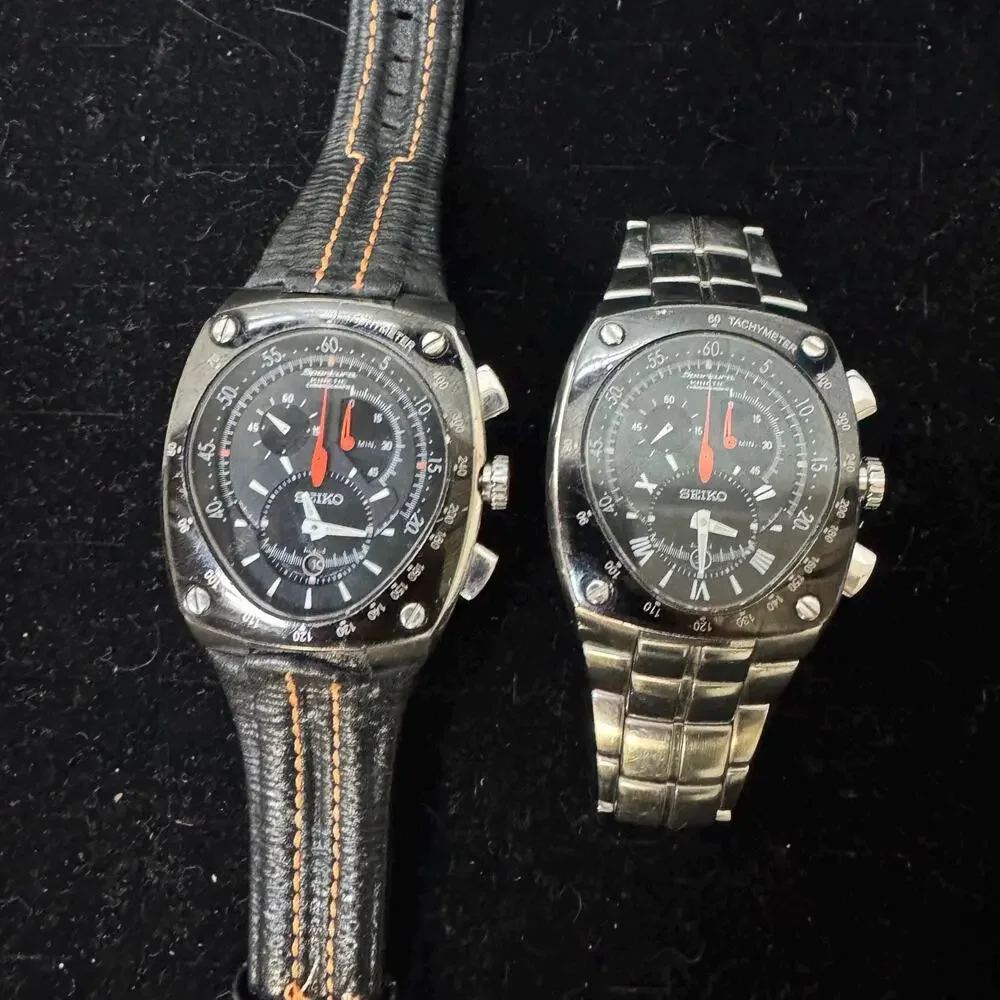 Lot of 2 Seiko 7L22-0AD0 Watches Sportura Chronograph