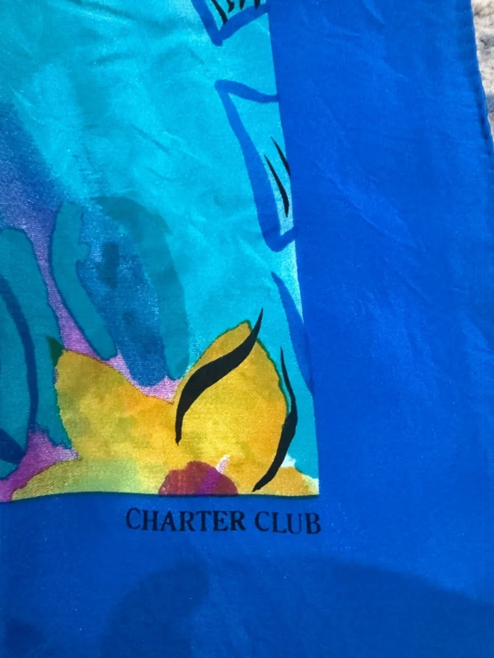 Vintage 100% Silk Vibrant Floral Multicolor Silk Scarf