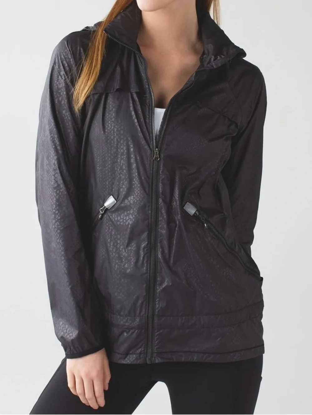 Lululemon Miss Misty Jacket II Size 6 Windbreaker Desert Snake Embossed Black