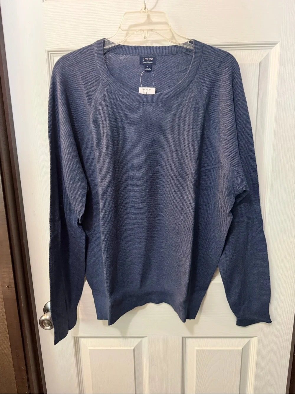NWT Men's Navy Crewneck Cotton Subtle Waffle Knot Sweater Sz L