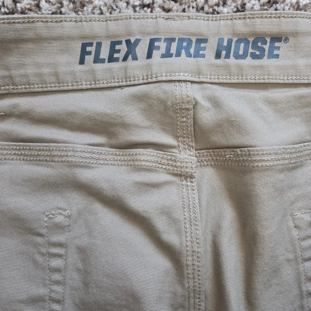 Duluth Trading Co Flex Fire Hose Relaxed Fit Pants Mens 46 x 2g Canvas Tan Khaki