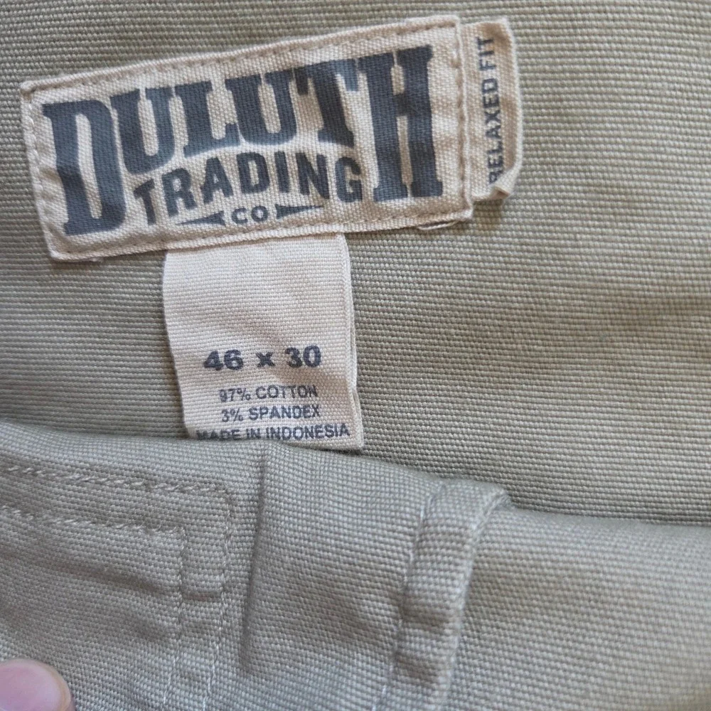 Duluth Trading Co Flex Fire Hose Relaxed Fit Pants Mens 46 x 2g Canvas Tan Khaki