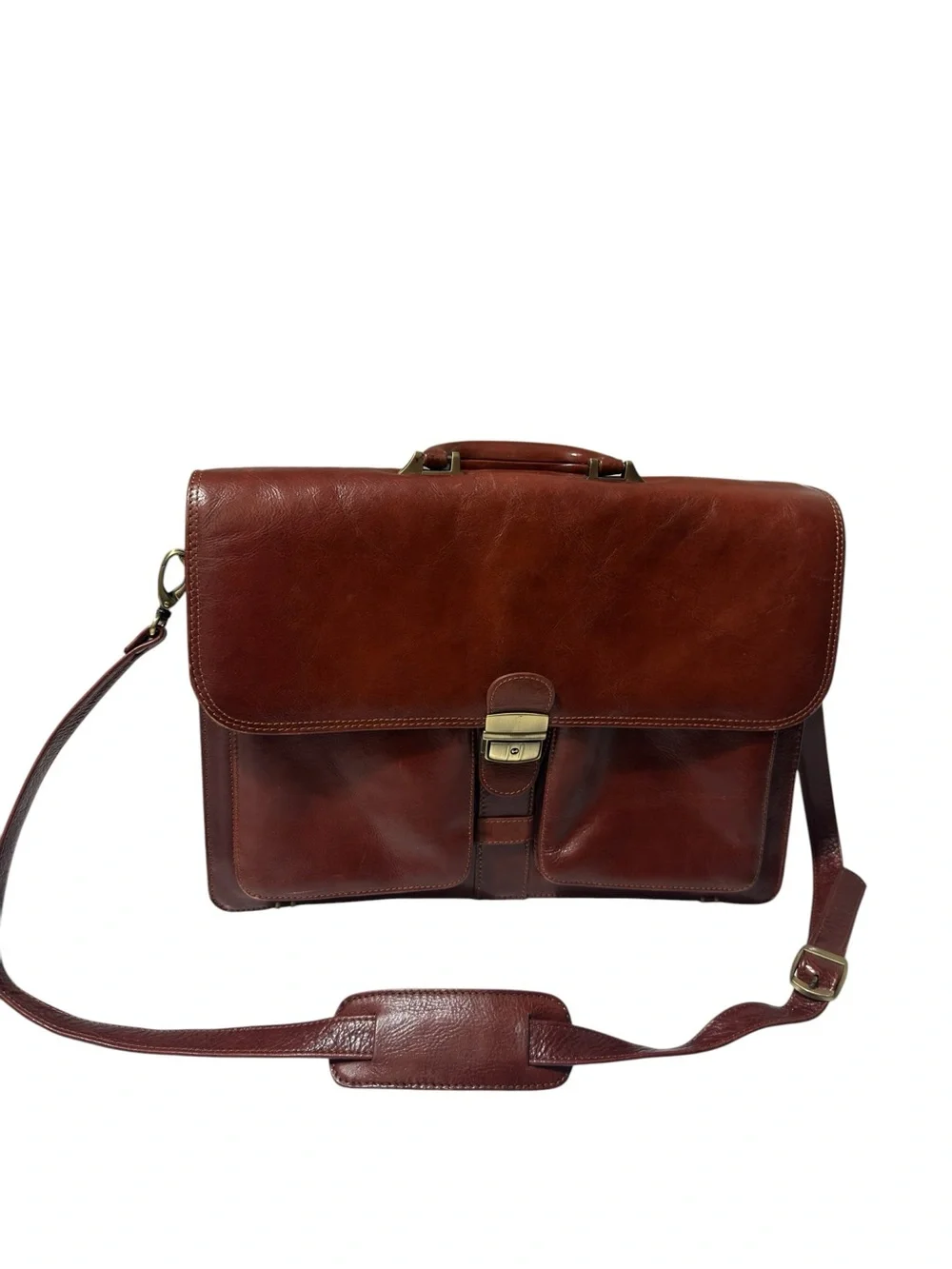Leather Briefcase Messenger Bag in Brown - Classic Professional Carry