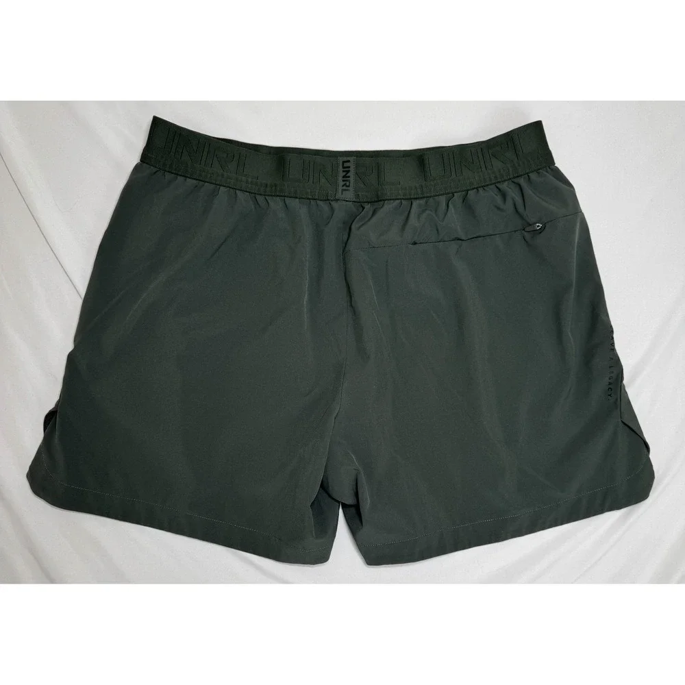 UNRL Apex Shorts Mens XL Dark Green Olive Athletic Training Gym 5.5 Inseam