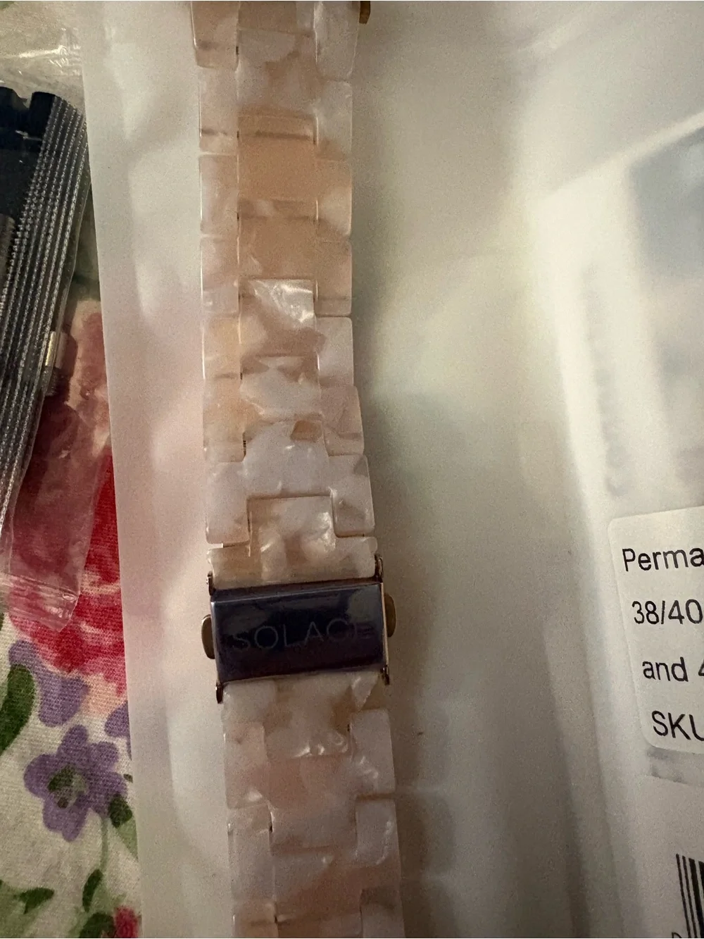 NEW Marbled Pink Resin Band for Smartwatch - Rose Gold Clasp
