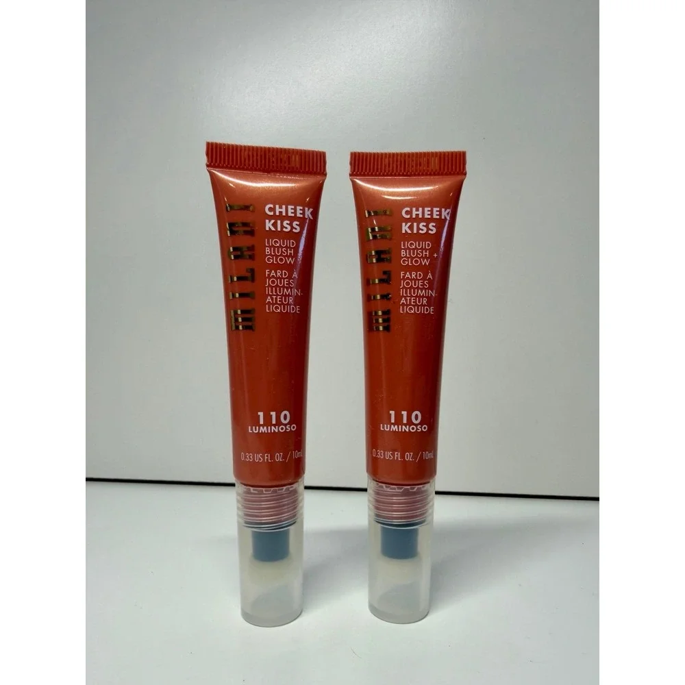 2 Milani Cheek Kiss Liquid Blush Glow 110 LUMINOSO Peach Full Size - 0.33 Oz‎ Ea