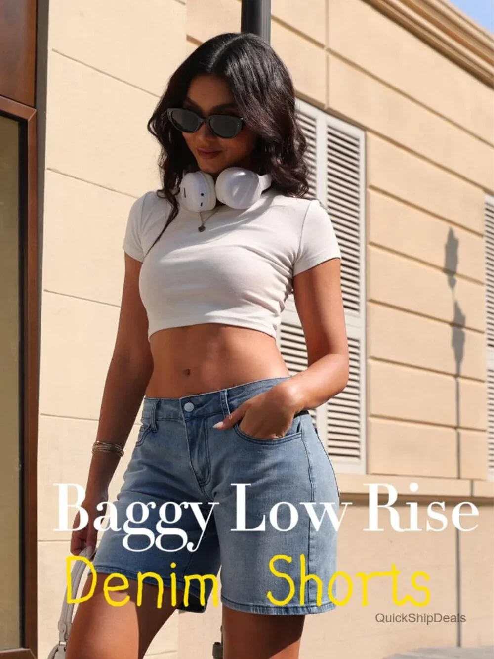 Low Rise Wide Leg Baggy Jean Shorts Denim Jorts for Women