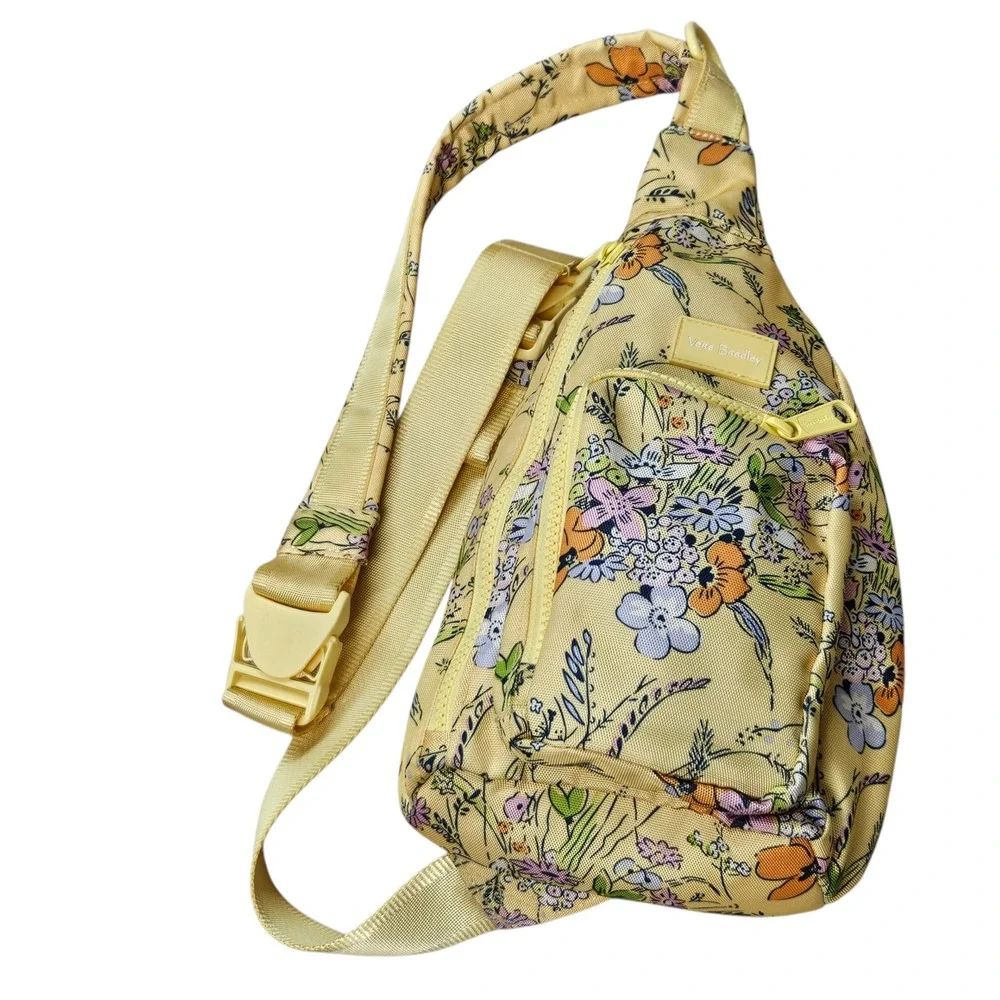Vera Bradley Yellow‎ Wildflower Floral Sling Backpack Crossbody Bag Canvas