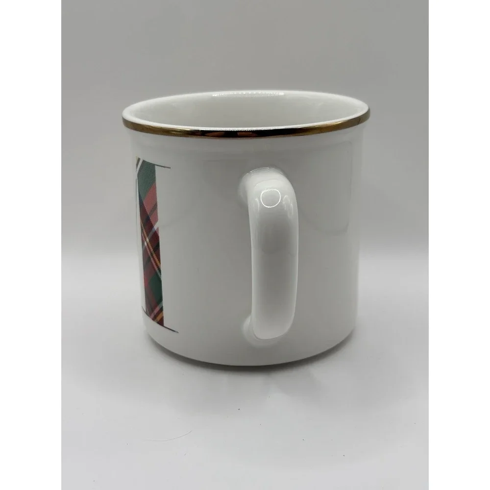 Pottery Barn Stewart Plaid‎ Initial Mug 