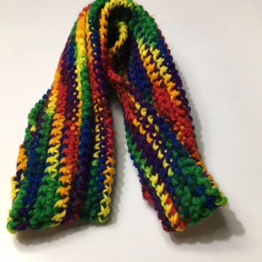 Rainbow Multicolored Handmade Crochet Knitted Belt One Size Fits Most Small-XL