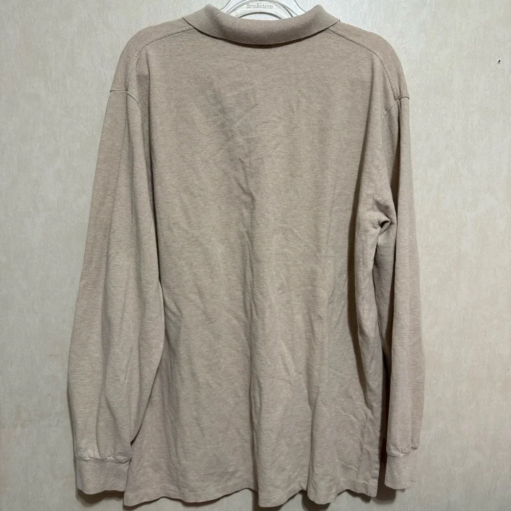 Polo Ralph Lauren Beige Tan Cotton Long Sleeve Polo Shirt