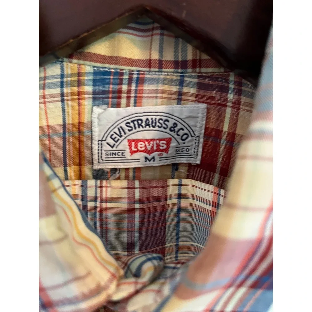 Vintage Levis Mens Plaid‎ Short Sleeve