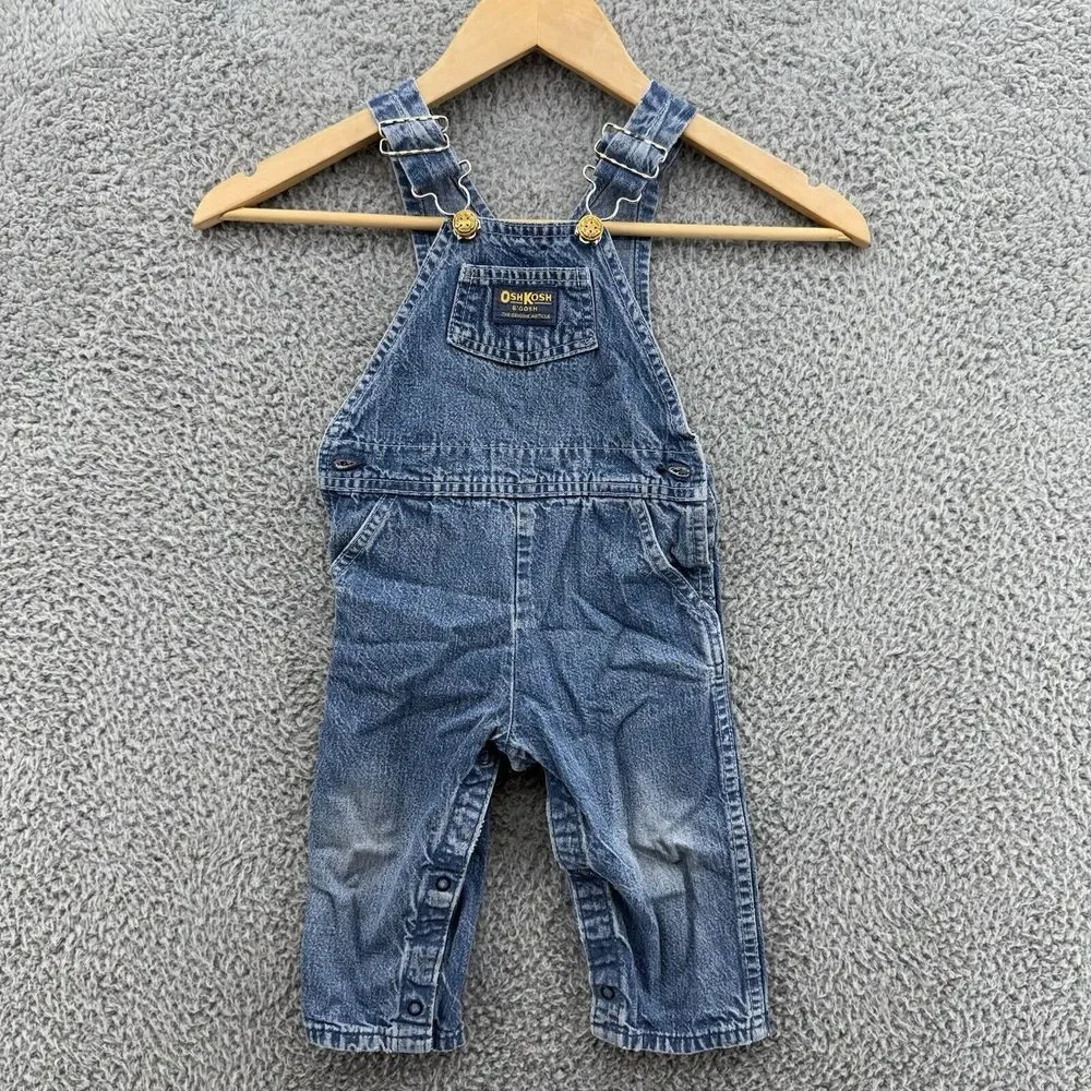 Oshkosh B'gosh Y2K Fleece Blue Denim Bib Overalls Toddler Size‎ 24 Months READ