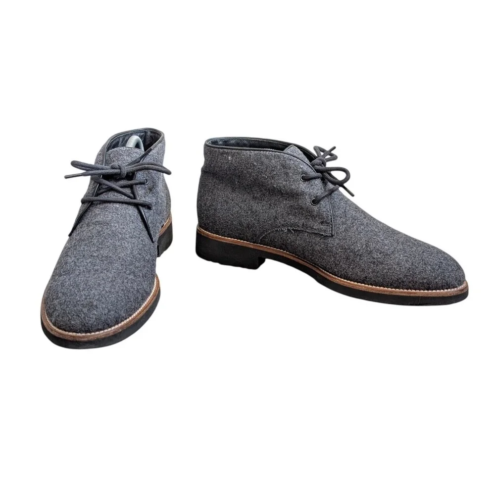 Tods Mens Gray Wool Felt Chukka Boots Made in Italy Ankle Lace Up Shoes Size 7