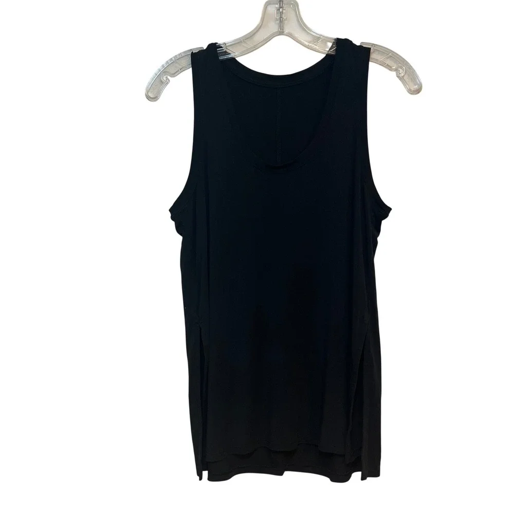 Lululemon Tank‎ Top Sleeveless Black Shirt Modal Silk Side Slit Estimated Medium
