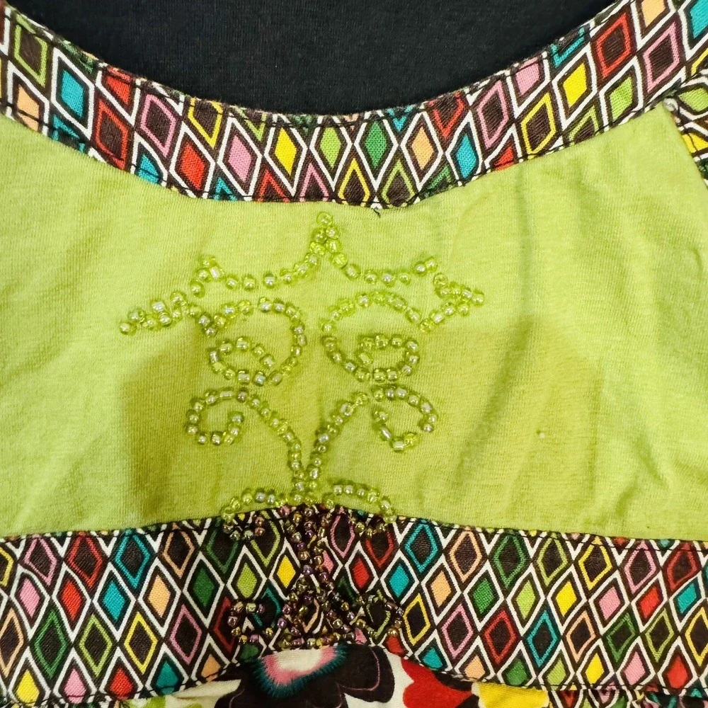 Danica and‎ Dylan brown green dress Girls boutique Beaded Detail Size 6x
