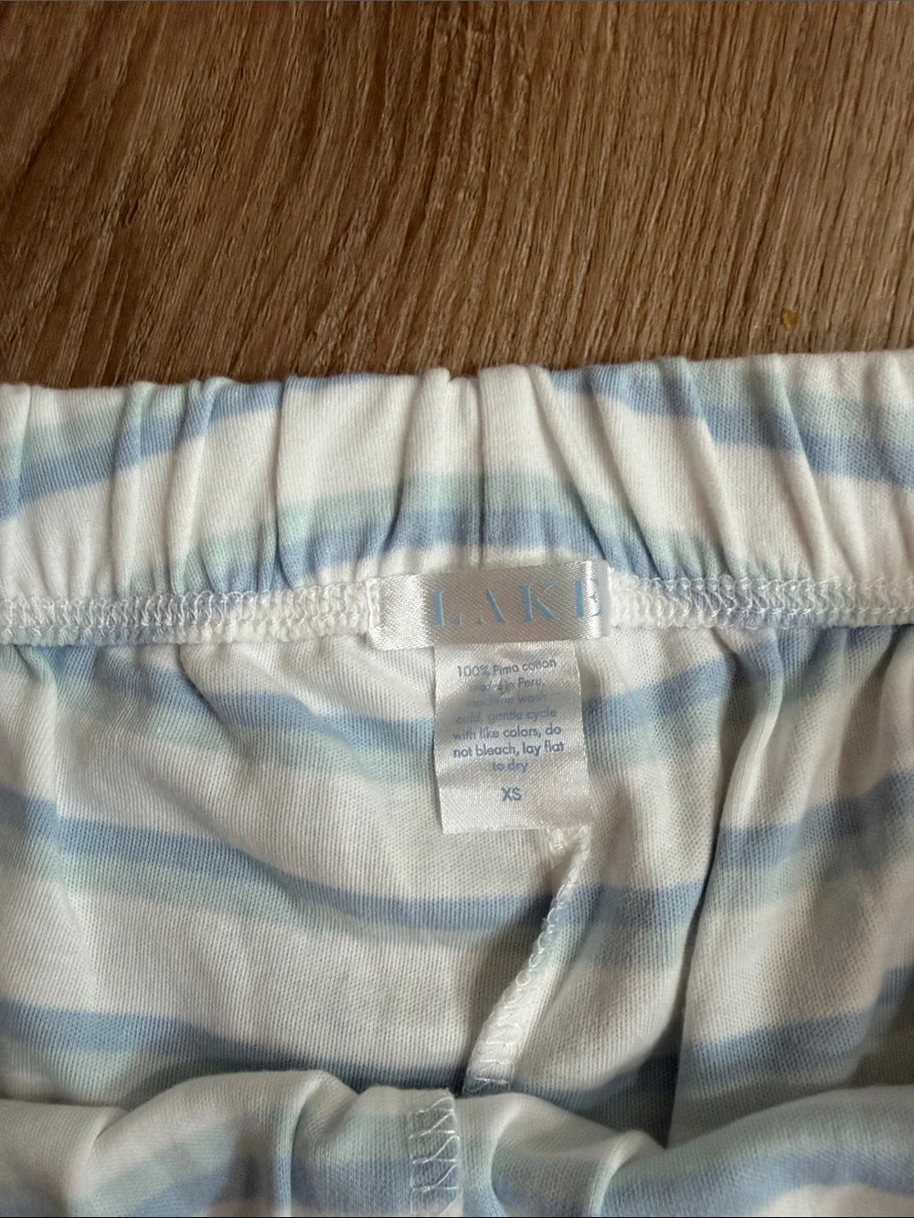 NEW LAKE Pajama Shorts Blue White Striped Sleepwear Pima Cotton Pants Size XS